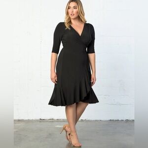 NEW WITH TAGS Kiyonna Whimsy Wrap Dress in Black Whimsygoth Career Size Medium
